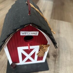 Red and Black Barn Birdhouse